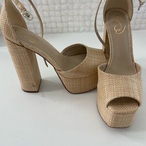 Sam Edelman Textured Tan Platform Heels
